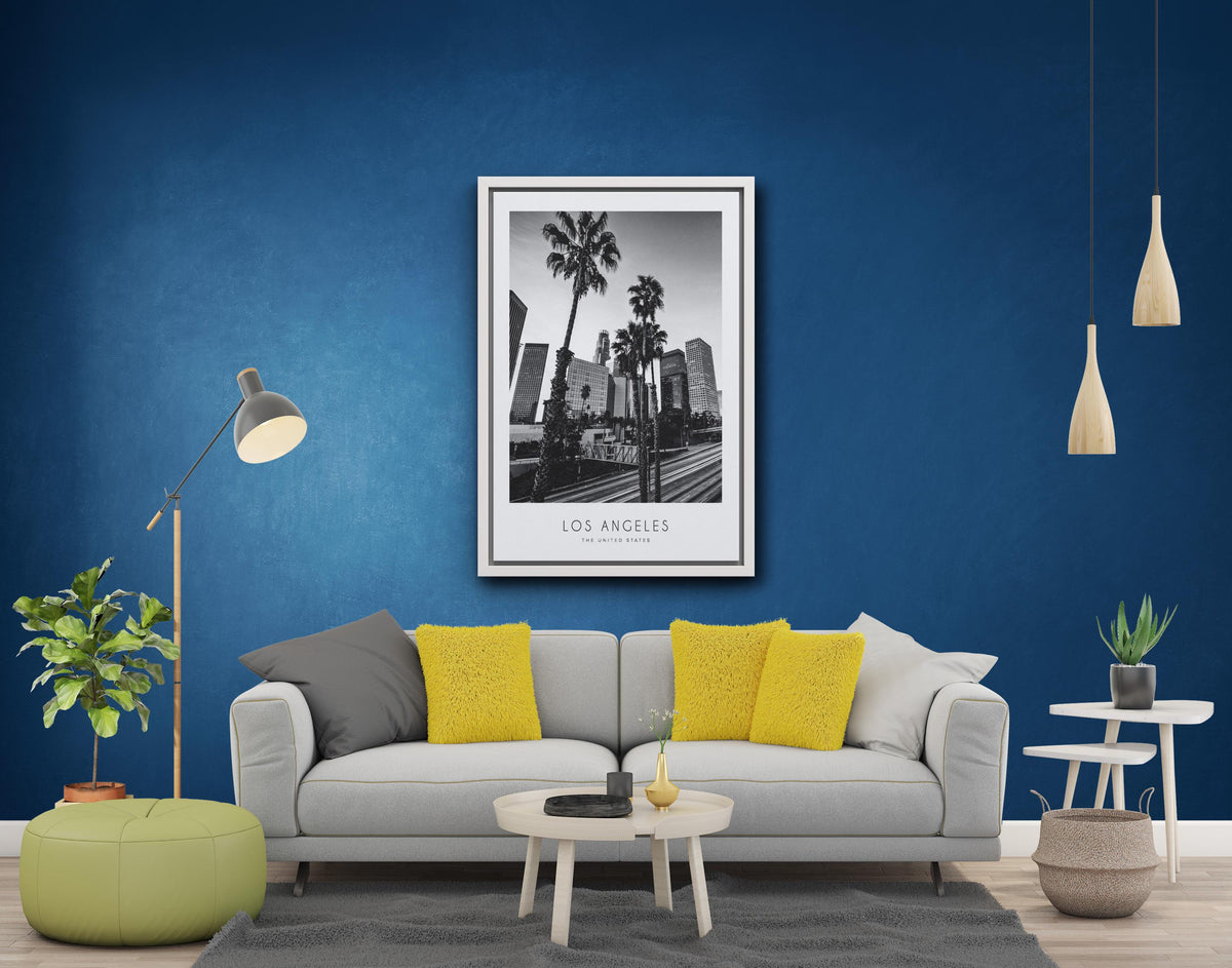 Los Angeles Print – Modern City Poster, Canvas And Poster Black White Frame