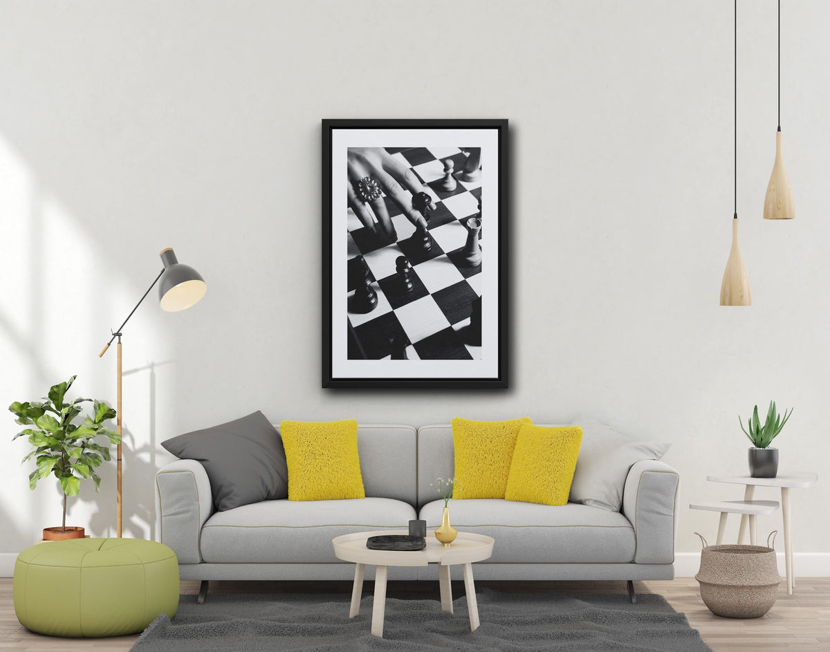 Black and White Chess Canvas Print – Modern Wall Art Poster