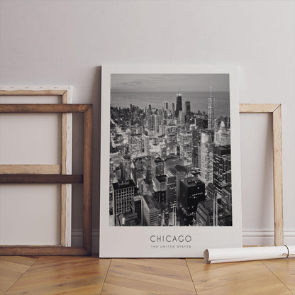 Chicago Cityscape Print – Black and White Wall Art (Canvas or Poster)