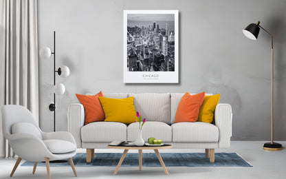 Chicago Cityscape Print – Black and White Wall Art (Canvas or Poster)