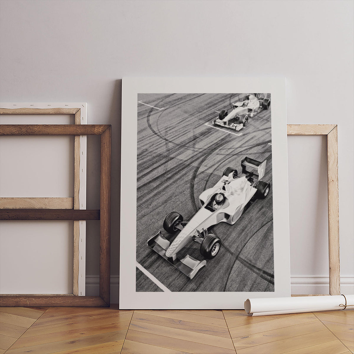 Formula 1 Burnout Posteri – Siyah Beyaz Yarış Sporları Duvar Sanatı (A4/A3)