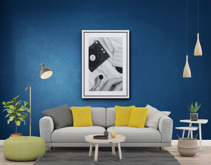 Vinyl Player Morning Print , Record Canvas Print, Black & White Art, Framed Poster