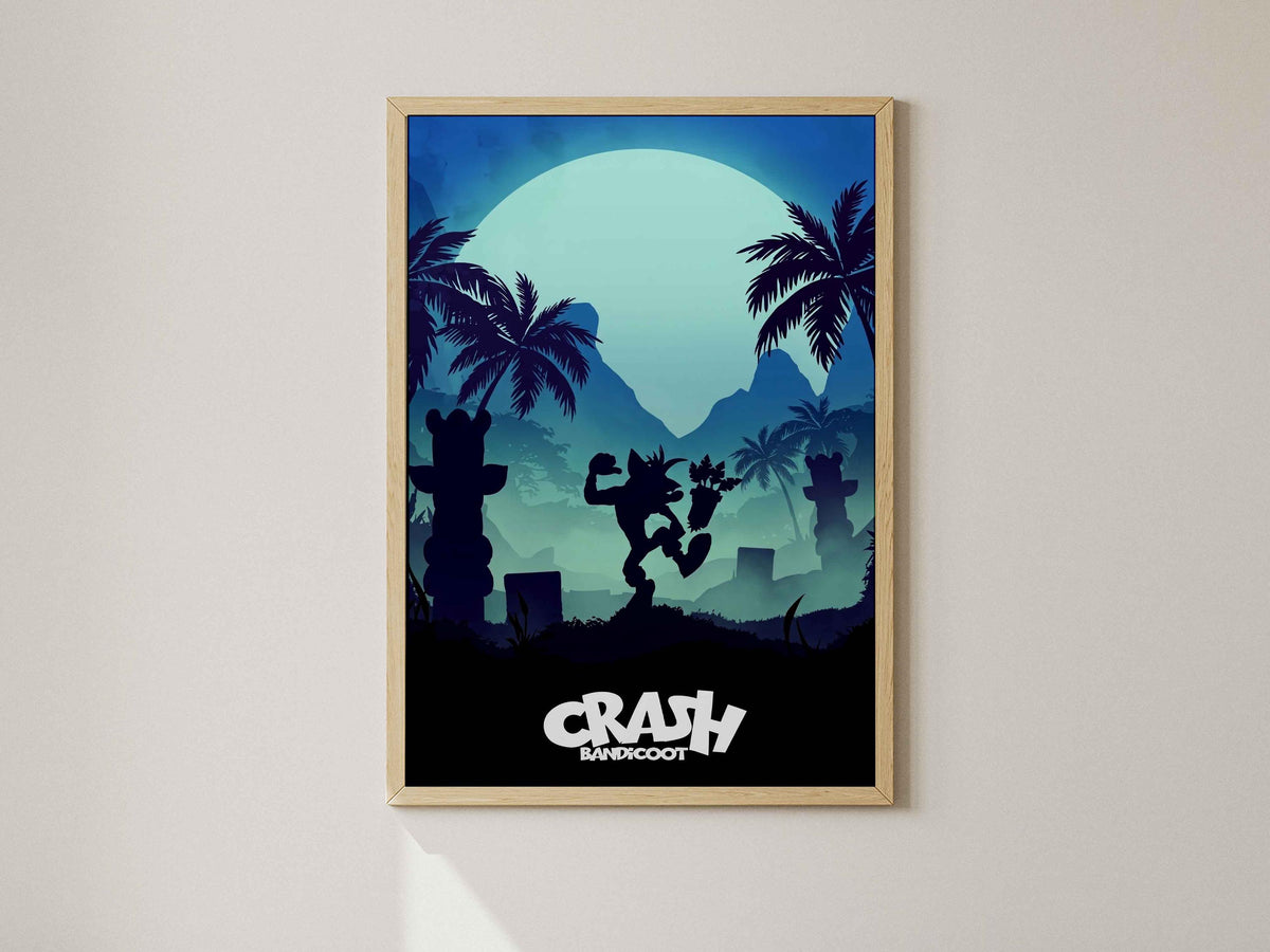 Crash Bandicoot Poster, Gaming Wall Art, Retro Video Game Print