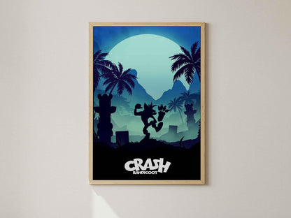 Crash Bandicoot Poster, Gaming Wall Art, Retro Video Game Print