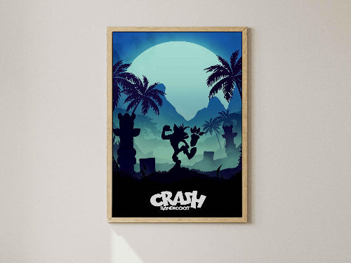 Crash Bandicoot Poster, Gaming Wall Art, Retro Video Game Print