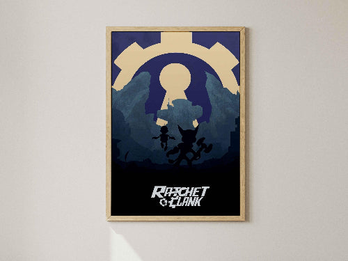 Retro Ratchet and Clank Art, Insomniac Games Poster, Captain Qwark