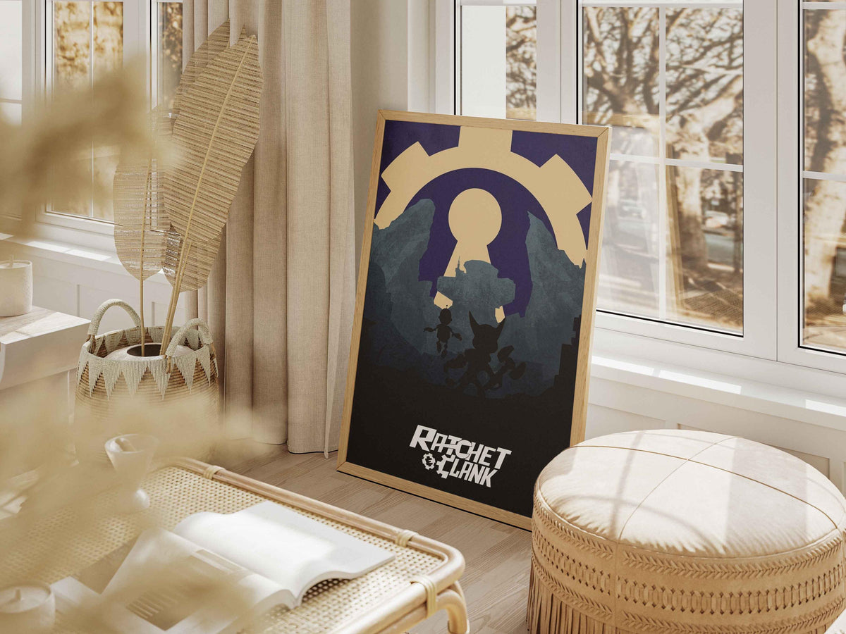 Retro Ratchet and Clank Art, Insomniac Games Poster, Captain Qwark