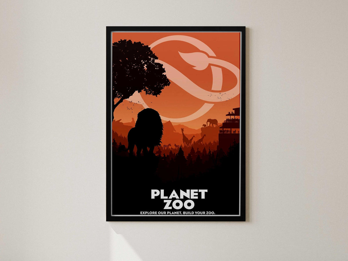Vintage Zoo Poster, Retro Planet Zoo Print, Nature Gaming Art