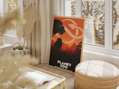 Vintage Zoo Poster, Retro Planet Zoo Print, Nature Gaming Art