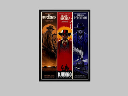 Western Movie Minimalist Art Print – AI-Crafted Wall Decor A4 - A3 Poster