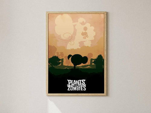 Plants vs Zombies Minimalist Art Print – AI-Crafted Wall Decor Game A4 - A3 Poster