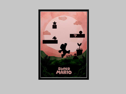 Super Mario Minimalist Art Print – AI-Crafted Wall Decor Game A4 - A3 Poster
