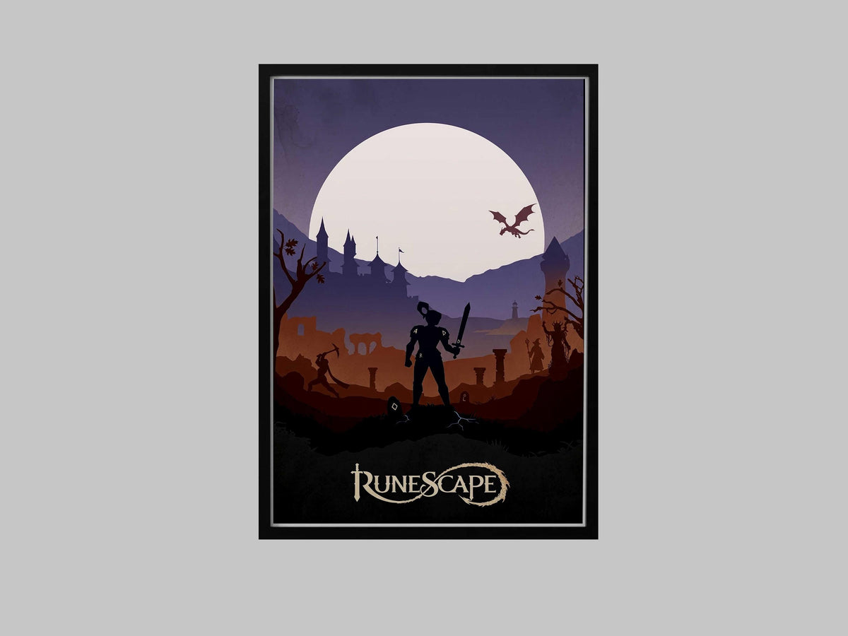 RuneScape Minimalist Art Print – AI-Crafted Wall Decor Game A4 - A3 Poster