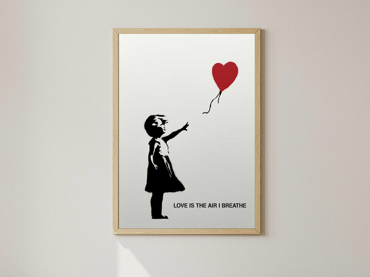 Street Art Graffiti Boy Holding Balloon , AI Crafted Wall Decor A4 - A3 Poster