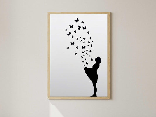 Banksy Flying Butterflies Poster Print – AI Crafted Wall Decor A4 - A3 Poster