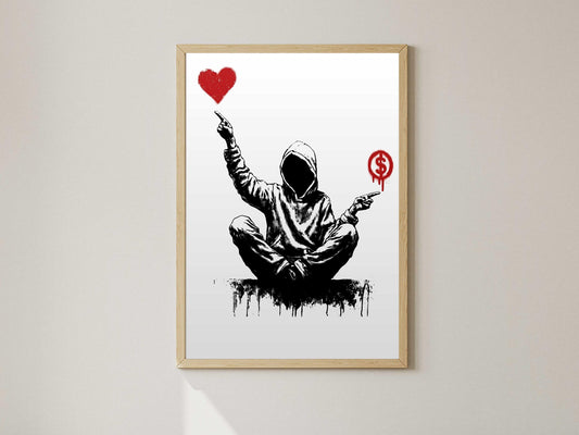 Banksy Heart Poster Print – AI Crafted Wall Decor A4 - A3 Poster