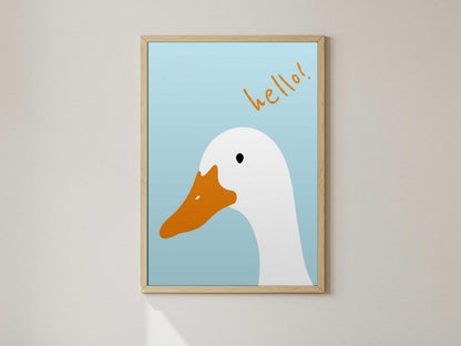 Minimalist Duckling Wall Art, Modern Nursery Decor (Physical Print)