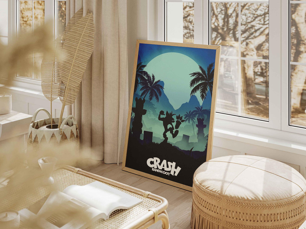 Crash Bandicoot Poster, Gaming Wall Art, Retro Video Game Print