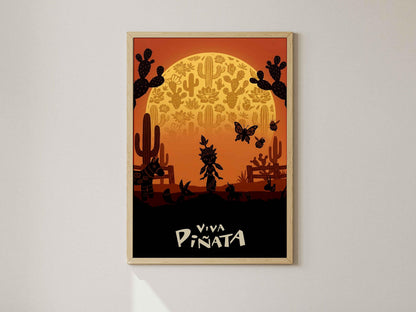 Retro Viva Pinata Poster, Pinata Island Wall Decor, Cute Gaming Art