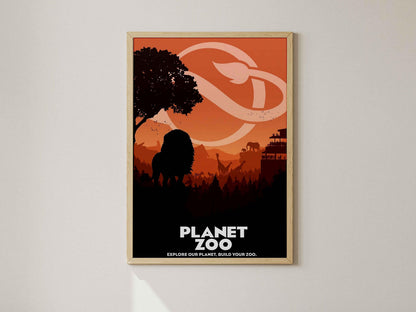 Vintage Zoo Poster, Retro Planet Zoo Print, Nature Gaming Art